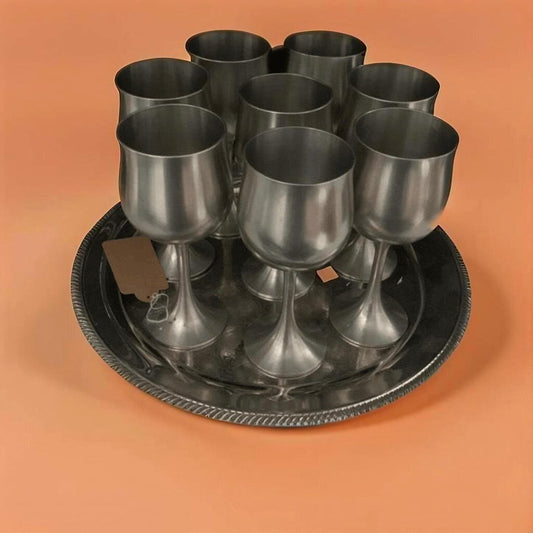 Vintage Bayside Curiosities | Royal Selangor Pewter Goblets Set/8