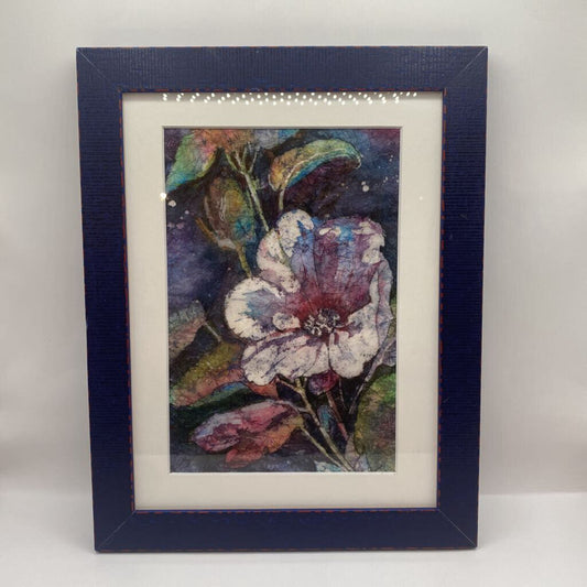 Kathy Strouss | Framed Original Batik Flower Watercolor