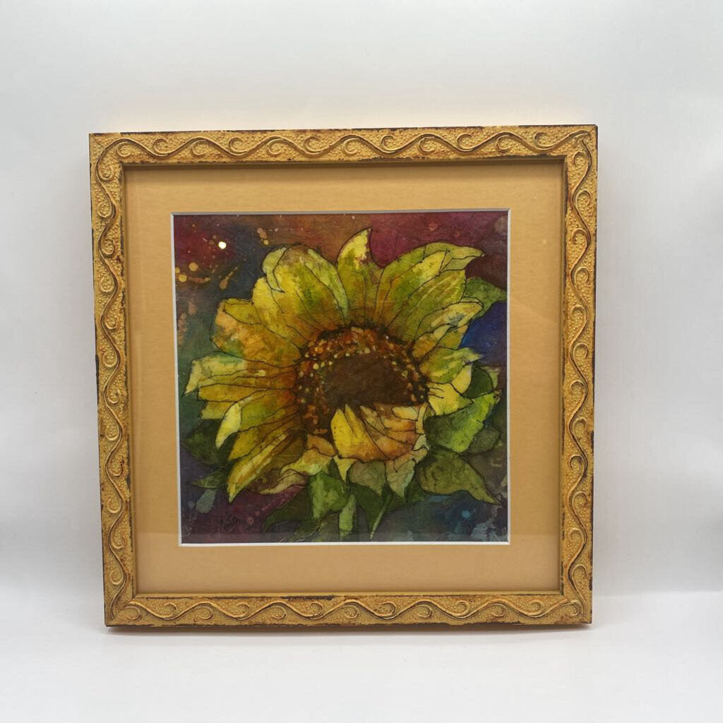 Kathy Strouss | Framed Batik Sunflower