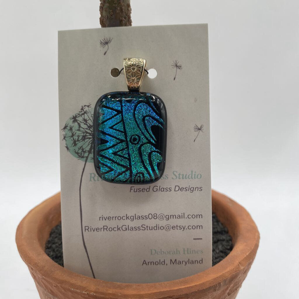 River Rock Glass Studio | Etched Tribal Pendant