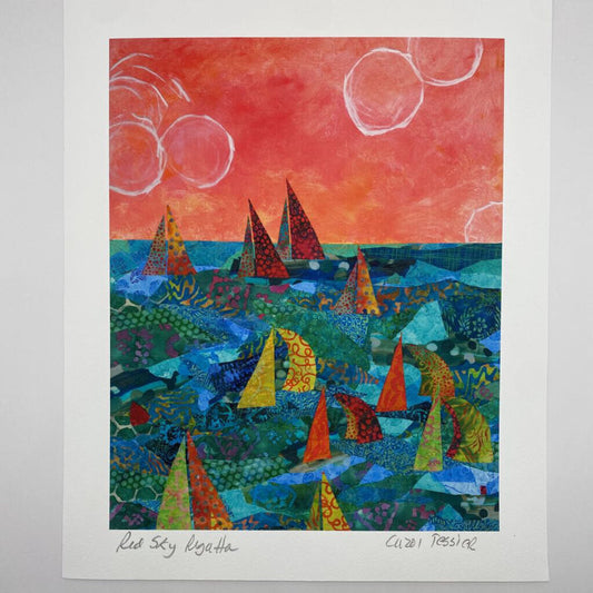 Carol Tessier Studio | Red Sky Regatta Giclée