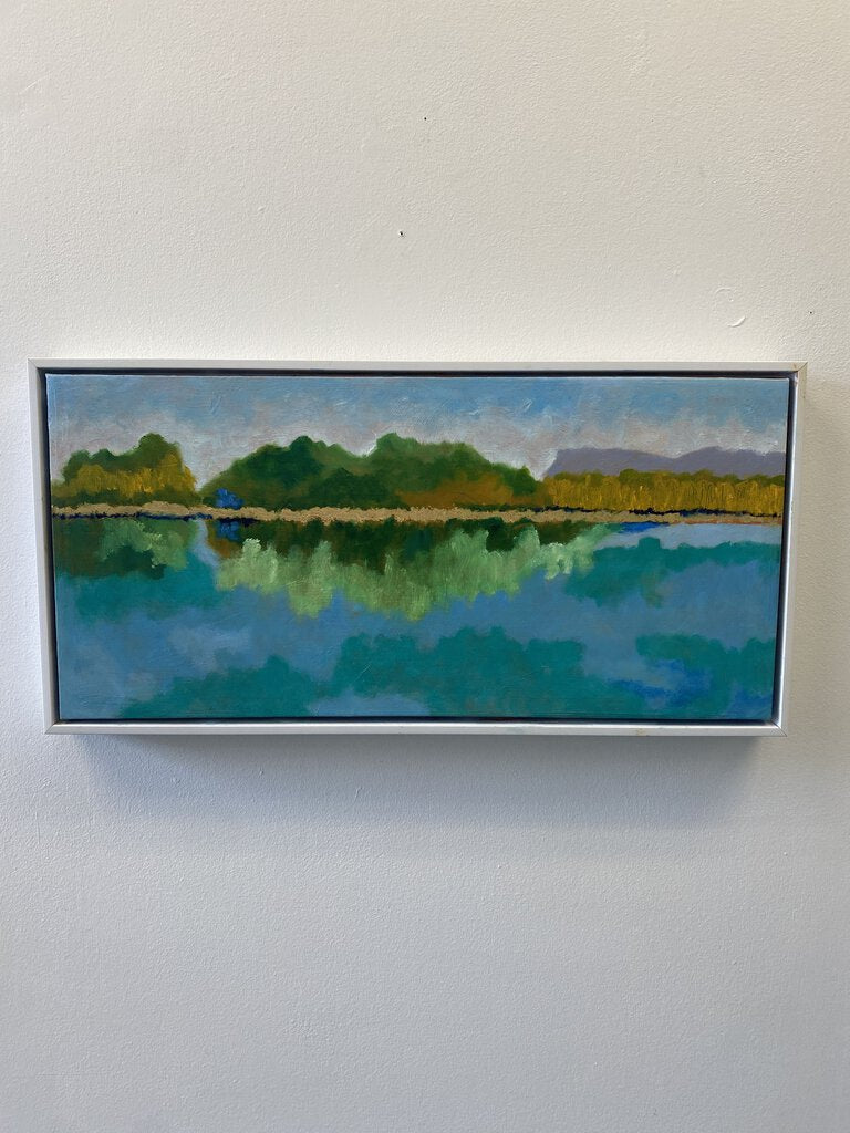 Susan Picard Fine Art | Original Landscape in Blue, Green & Gold Leaf