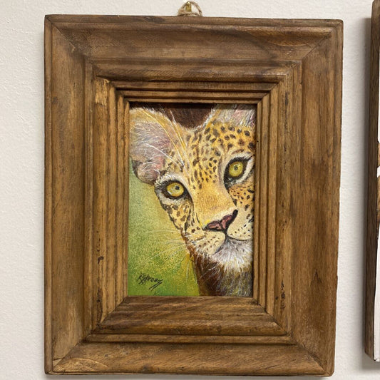 Kathy Strouss | Framed Peeking Leopard