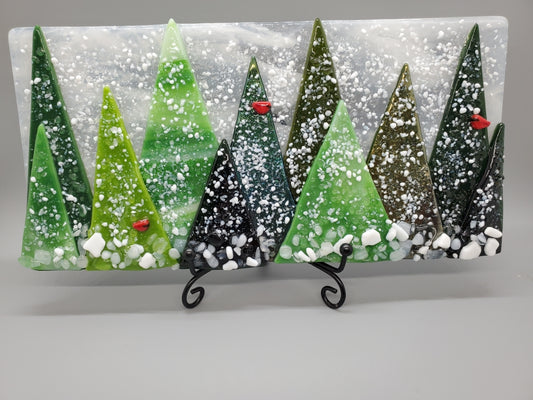 River Rock Glass Studio | Fused Glass Winter Trees