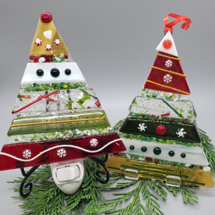 River Rock Glass Studio | Fused Glass Holiday Nightlight & Ornament