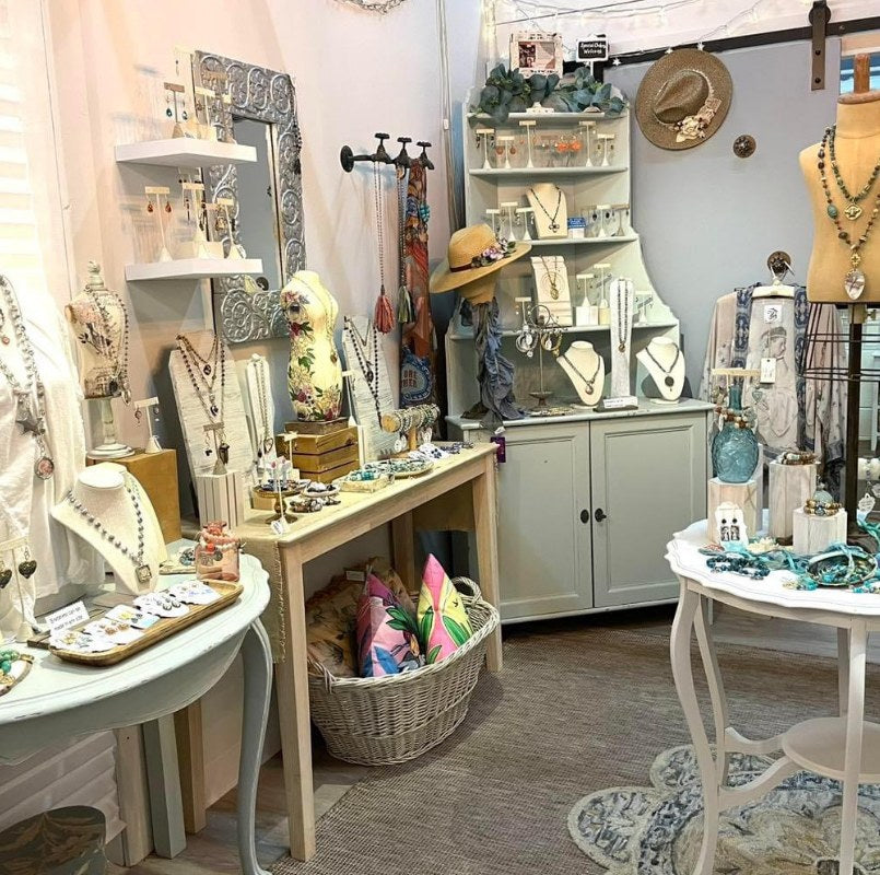 Jewelry displays inside a Local shop